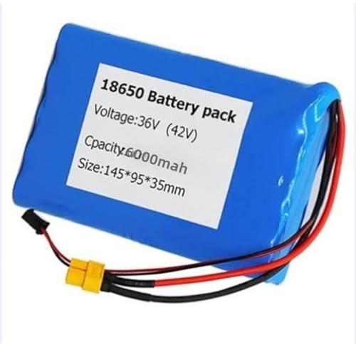 Batterie de vélo électrique 36V, Batterie au Lithium 6Ah 10S2P Longue autonomie avec Chargeur et BMS Convient aux trottinettes et draisiennes électriques 36V 6Ah,XT30+JST