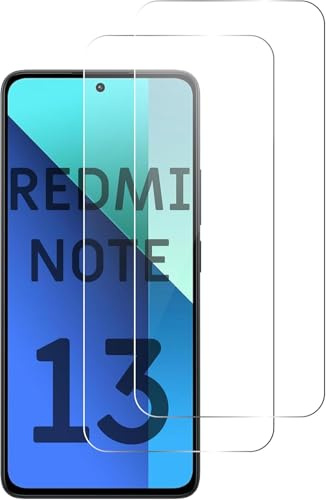 QUITECO Protector Pantalla para Xiaomi Redmi Note 13 4G / Redmi Note 13 5G [2 Piezas] Vidrio Cristal Templado