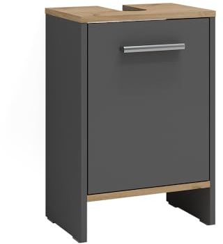 Vicco Waschbeckenunterschrank Karli, Anthrazit/Eiche, 38.2 x 57 cm | mit der Tür, geeignet für handelsübliche Siphons und einfache Montage