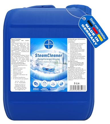 HERRLAN® SteamCleaner - 5 Liter HOCHLEISTUNGS Dampfreinigerlösung | CHEMIKALIENFREI - Probiotischer Reiniger für Dampfreiniger – Tiefenreinigung mit Probiotika – Made in Germany
