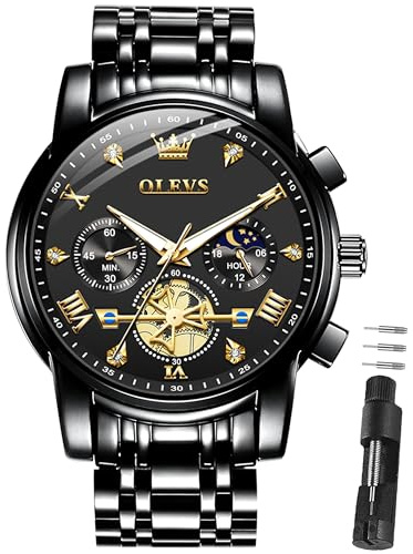 OLEVS Herren Uhren 3Bar Wasserdicht 42mm Große Quarz Luxus Edelstahlarmband | Armbanduhr Herren Analog Quarz Klassisch Römische Ziffern Leicht Ablesbar Geschäftlich Für den täglichen Gebrauch