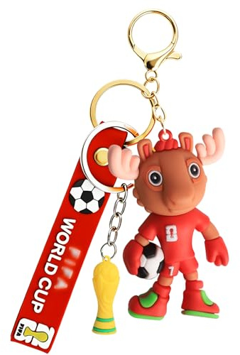 Indrnif 2026 World Football Championship Cup Keyring Football Gifts,Mascot Keychain,Party Bag Fillers for School Bag and Car Keys,Football Keychains Backpack Charm Sports Soccers Cup Keychain (Red)
