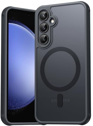 EASDNB für Samsung Galaxy S23 FE Hülle für Magsafe, Magnetisch Handyhülle für Samsung S23 FE Hülle, Kameraschutz Stoßfeste Kratzfeste Durchscheinende Schutzhülle für Galaxy S23 FE Case, Schwarz