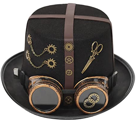 ZPGVWXKO Steampunk Top Hat Filzhut Gentleman Fedora Hut mit Verstellbaren Strap Und Abnehmbaren für Maskenball Halloween Hochzeit Kostüm