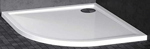 Duschtasse extra flach rutschfest Winkel gebogen rund Du New Victory Farbe Weiß Dicke H 4,5 cm halbrund dünn Slim Badezimmermöbel Niederflur stabil robust Profil Verstärkung Metall Platte Acrylharz