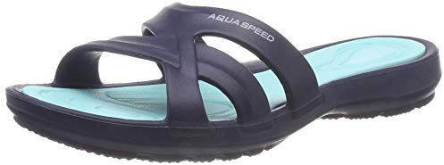 Aqua-Speed - Pantofole da Piscina Panama da Donna, Donna, Pantofole, 5908217666024, Turchese Blu Navy., 4 UK