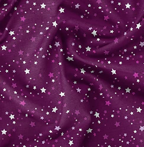 Soimoi Rosa Baumwoll-Popeline Stoff Sterne Star Stoff Drucke Meter 42 Zoll breit