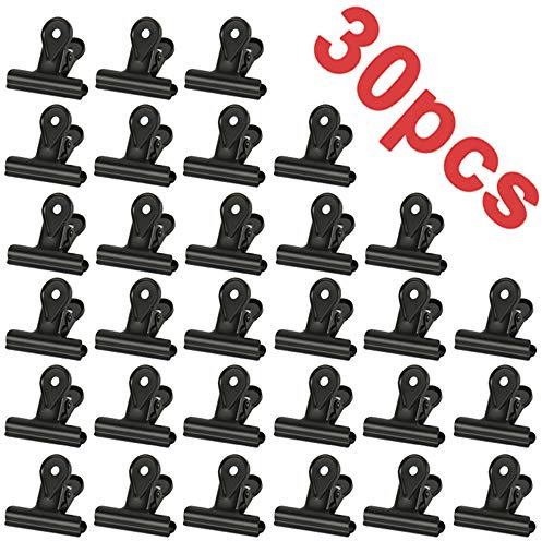 30PCS Kleine Bulldogge Büroklammern,Multi-function clip for klammern für fotos, office and kitchen (Schwarz,22mm)