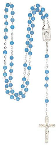 Butzon & Bercker Rosenkranz Achat-Stein Blau 36 cm gekettelt Lieferung in Dose