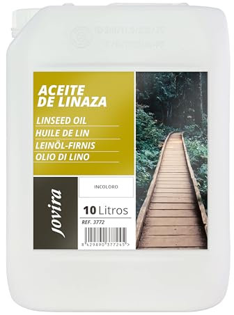 JOVIRA PINTURAS Aceite Linaza. Barniz Natural (100% Puro) Nutrición, protección y cuidado de la madera. (10 Litros) E-120