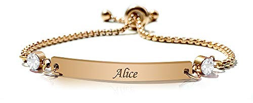 howson london Personalised Bracelets for Women Custom Birthstone Bracelet Gifts for Birthday Valentines Day Christmas Engraved Bar Bracelet for Women Her Mum Wife Daughter 18th 21st 30th (04 April)