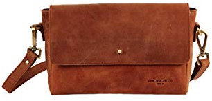 HOLZRICHTER Berlin Umhängetasche (M) - Hochwertige Handtasche & Schultertasche für Damen aus echtem Leder - Cognac