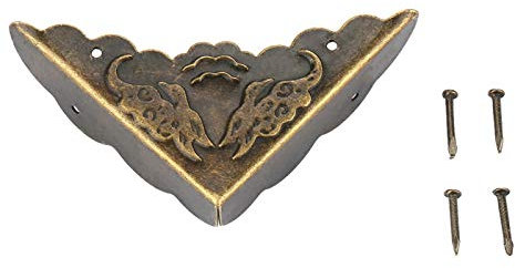 12Pcs Bronze Corner Protector Vintage Decorative Furniture Corner for Wood Case Jewelry Chest Storage Box Feet Legs Corner Protector