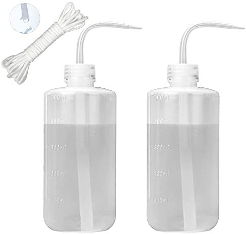 2er Bewässerung Flasche 500 ml mit 15 Feet Selbstbewässerung Docht für Zimmerpflanzen Sukkulente Kaktus Kunststoff Squeeze Wasser kann Bonsai Terrarium Orchideen Sämling Lab Wash Label Tattoo Gerät