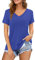 Florboom Women T Shirts Short Sleeve Blouse Summer Long Tunic Tops Blue Size 14 16