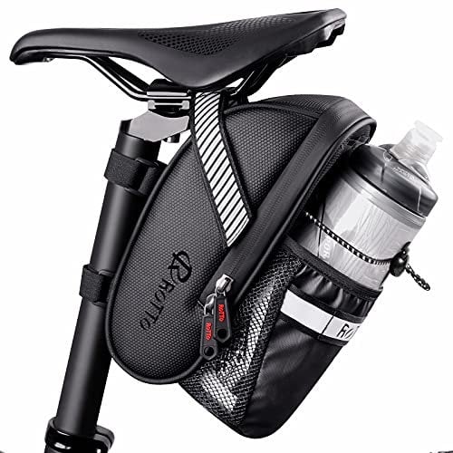 ROTTO Satteltasche mit Flaschenhalter Fahrrad Satteltasche Wasserdicht für Rennrad MTB Schwarz
