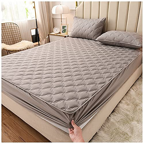 Gesteppte Matratzenauflage Matratzenschoner Unterbett - bis 25 cm Steghöhe - Bettauflage Matratzenschutz Soft-Topper Matratzenbezug Waschbarer Bezug,Grau,90x200cm