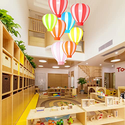 YMNLZ Lampadario Bambini Soffitto, Moderne Camera dei Bambini Lampada a Sospensione Con Paralume in Tessuto, Creativo Mongolfiera Luce a Sospensione per Sala da Pranzo Bar, Luce Calda,Rosa