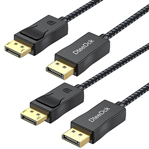 DteeDck Display Port Cable 6ft, DP DisplayPort Cable 1.2 [4K@60Hz, 2K@165Hz, 2K@144Hz] High Speed Cord for Monitor Compatible with Lenovo Dell HP ASUS 2-Pack