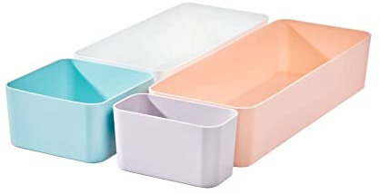 iDesign Schubladentrenner, umsetzbare Sortierboxen für eine individuelle Ordnung by Rosanna Pansino, Ablagesystem aus recyceltem Kunststoff im 4-er Set, mehrfarbig