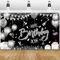 GRESATEK Silber Schwarz Geburtstagsbanner, Happy Birthday Banner Party Hintergrund für Geburtstagsdeko, Extra Großes Banner Deko Drinnen und Draußen Poster für Mann und Frauen