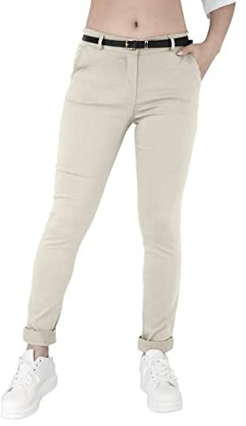 JOPHY & CO Pantalon élastique pour femme, chino avec ceinture (référence 3008), beige, XXL