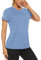 TACVASEN Sport Oberteile Damen Kurzarm Atmungsaktiv Fitnessshirt Sportshirt Schnell-Trocknend Laufshirt Outdoor Golf Shirt Meliert (S, Hellblau)