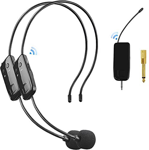 HUACAM Headset Mikrofon Kabellos,Wireless UHF Mikrofon Professionell 50M Stabile Übertragung, Kopfmikrofon und Handheld 2 in 1 für Fitnesstrainer Lehrer, Singen, Verstärker, PA System