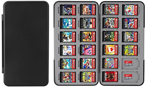 Vicloon Porta Cartucce Premium per Switch, Giochi Custodia Porta Cartucce di Gioco Grande Capacità con 24 Slot/Inserimenti per Switch OLED/Switch/Switch Lite, Portatile e Sottile, Nero