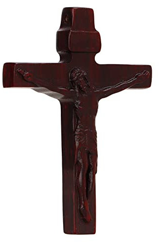 HEEPDD Jesus Kreuz Anhänger, Vintage Holz Kreuz Anhänger für Männer