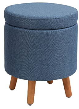 Kleiner Fußhocker mit stabilen Holzbeinen, gepolsterter Fußhocker, Fußstütze, Tritthocker für Hochbetten, Sitz, Stuhl, Couch, Sofa