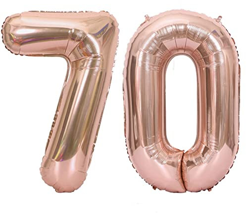 D2D | Party Balloon Zahl 70 XL in Rosé - Größe: 80 cm - Folienballons - Geburtstagdeko - Zahlenballons - Gnadenhochzeit - Helium Ballons