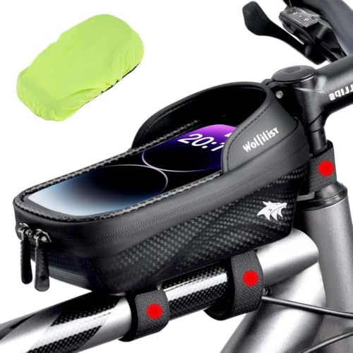WOLFILIST Handyhalterung Fahrrad wasserdicht Fahrradlenkertaschen Motorrad Lenkertasche Handyhalter Fahrradtasche Rahmentasche Fahrrad Handy Halterung lenkertasche für 5.5-7 Zoll Smartphone