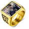 Custom4U Anpassbarer Keltischer Knoten Foto Fingerring 18K Vergoldet Herren Damen Fotoring mit Keltischer Knot Symbol für Memorial Ehering Verlobungsring Trauring