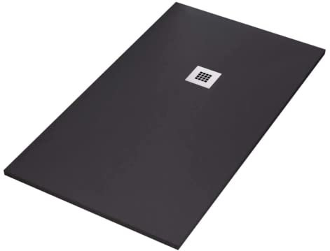 IMPERIAL BAGNO - Duschwanne aus Marmorharz Schwarz Effekt Stein Zement Plus - 100 x 120 cm (70 x 70 cm)