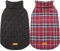 Kuoser Hundemantel Winter für Kleine Hunde - Fleece Wasserdicht und Warm, Outdoor Hundejacke Mit Geschirr Loch, Karierte Wendejacke, XS
