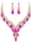 Clearine Wedding Bridal Jewellery Set for Women Teardrop Rhinestone Cluster Statement Necklace Costume Dangle Earrings Fuchsia Hot Pink Gold-Tone