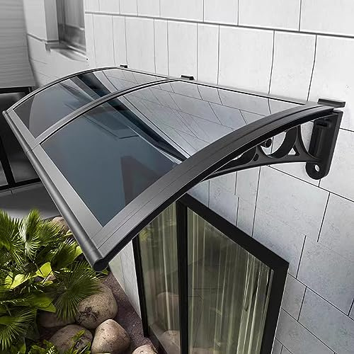 Grey Modern Polycarbonate Cover,Window Awning Front Door Canopy,Patio Porch Awning,Sun Shetter,Outdoor Window Rain Shelter Cover,UV Rain Snow Protection Garden Awning (60x90cm/24x35)