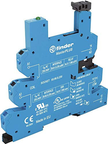 finder 93.66.7.024 Relaissockel mit Haltebügel, mit LED, mit EMV-Entstörbeschaltung Passend für Serie (Relais)