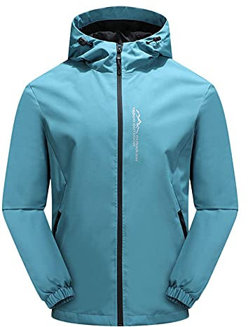 Veste à capuche rétractable pour homme - Coupe ajustée - Coupe-vent - Respirant - Solide - Pour la course à pied - Veste polaire à fermeture éclair intégrale - Taille 3XL, bleu clair, XXXXL
