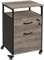 Yaheetech Rollcontainer mit 2 Schubladen, Aktenschrank, offenes Fach, Büroschrank mit Rädern, mobil, Abschließbarer Rollschrank, stabiles Stahlgestell, Industrie-Design Taupe + Schwarz