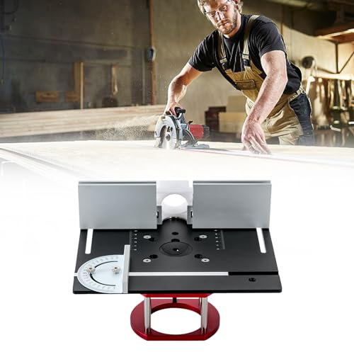 Oberfräse Tisch,Oberfräse Lift, Holzbearbeitung Lift Basis 3er Set,Präzises Oberfräse Lift System mit Flip Board|Handgriff für 63,8-65 mm Durchmesser Fräsmaschine (Rot+ Schwarz)