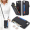 SailorTech Handyhülle für iPhone 7/8 Etui mit Kartenfach, iPhone SE2/SE3 Hülle mit Verstellbarer Halskette, iPhone 7/8/SE 2020/SE 2022 Handytasche mit Reißverschluss Geldbörse - Schwarz