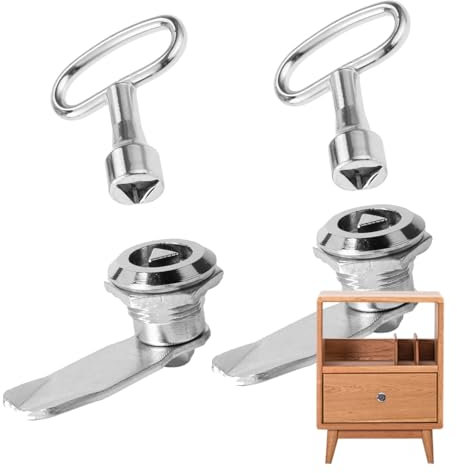 Set di 2 serrature a camma per armadietti con chiave a triangolo, scatola per contatori elettrici e gas, scatola per contatori a triangolo, kit di chiusura per armadietto, serratura a camma per