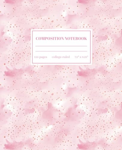 Composition Notebook College Ruled: Beautiful Pink Speckles and Spots, 7.5 x 9.25, 110 Pages, Ombre, Cute, Aesthetic