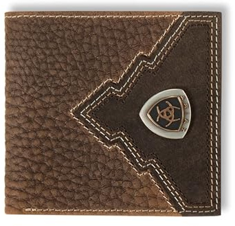 Ariat Large Bifold Overlay Shield Wallet, Brown Rowdy
