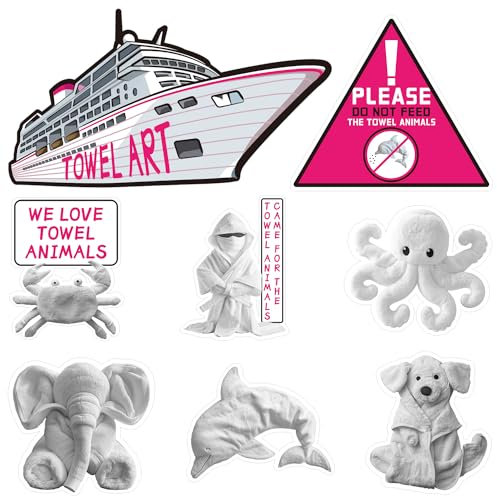 8pcs Towel Animals Cruise Door Magnets, Funny Large Carnival Ship Cabin Door Decoration Magnetic for Refrigerator Car Fridge Decor