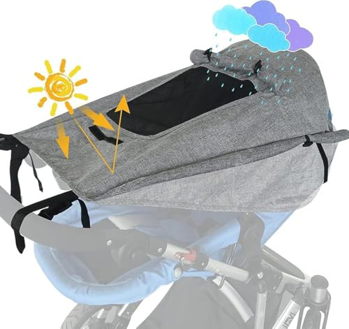 Stroller Sun Shade - UPF 50+ Universal Stroller UV Protection Cover for Baby with See Through, Waterproof Sun Cover for Stroller, Stroller Sunshade Extender, Joggers & Stroller Accessories for UV