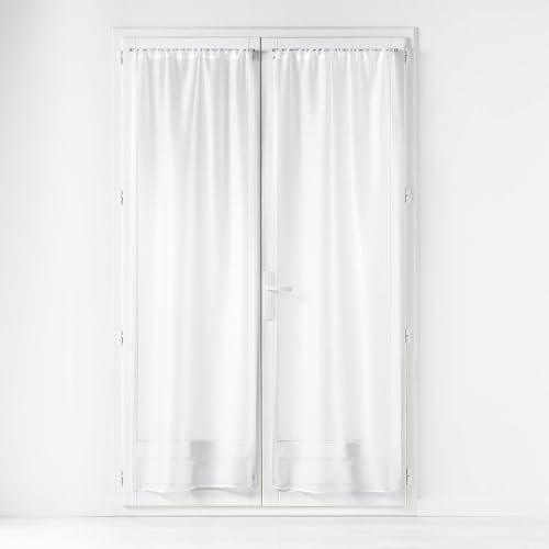 Douceur d'Intérieur Paire Droite Passe-Tringle (2 x 70 x 200 cm) Lissea Blanc, Voile Sablé