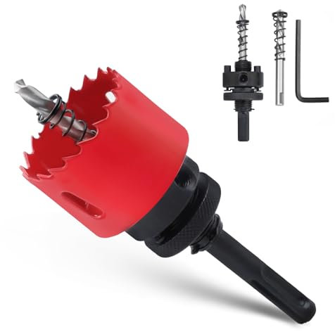 Hole Saw 40 mm, HSS Hole Saw Wood with SDS Plus Shank and Hexagonal Shank Drill Bit for Wood, Drywall, Plastics